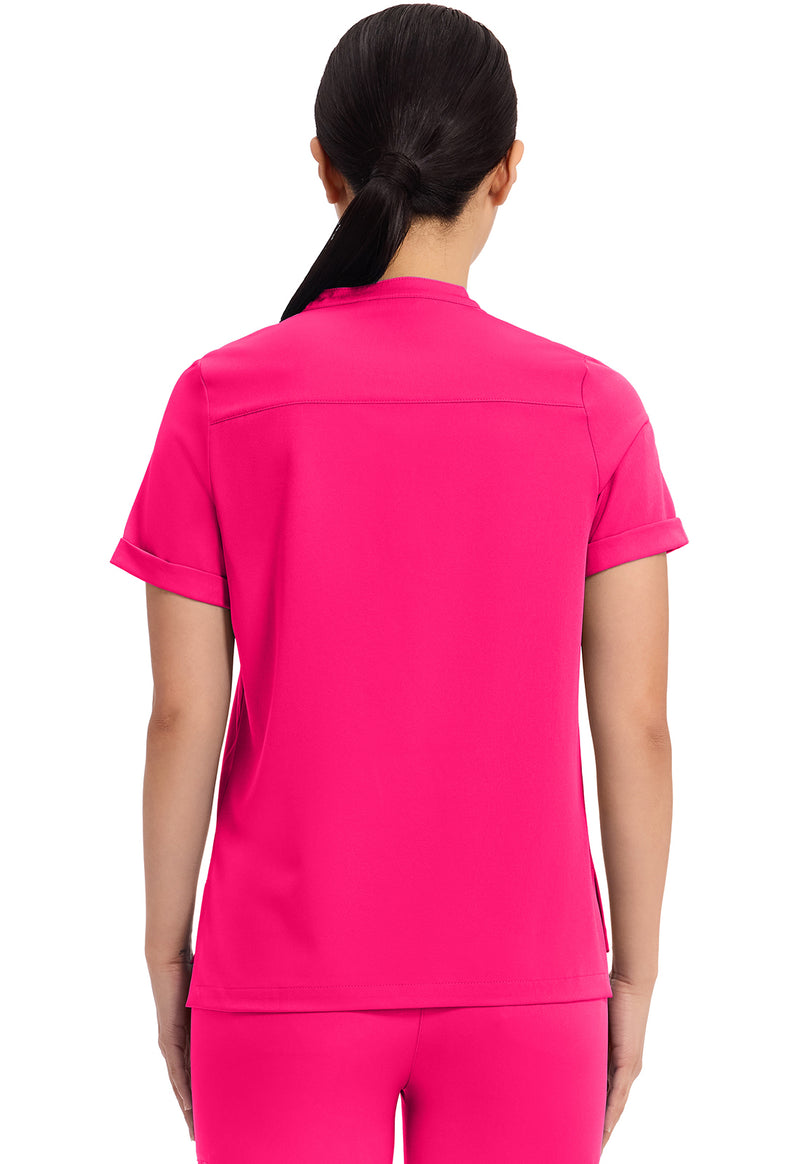 Carnation Pink - Healing Hands Works Women Scrub Top - Back View