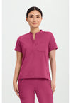 Cherry Wine - Healing Hands Works Women Scrub Top - Front View
