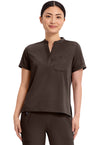 Dark Chocolate - Healing Hands Works Women Scrub Top - Front View