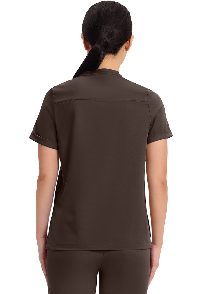 Dark Chocolate - Healing Hands Works Women Scrub Top - Back View