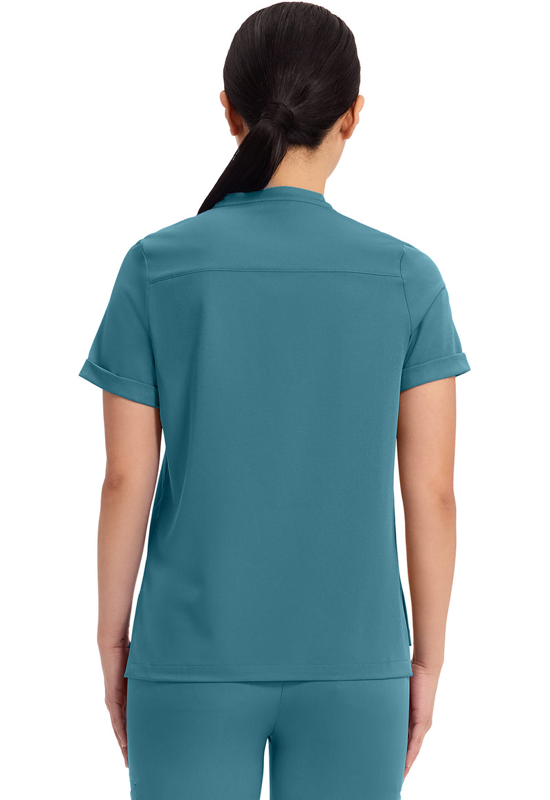 Fresh Blue - Healing Hands Works Women Scrub Top - Back View