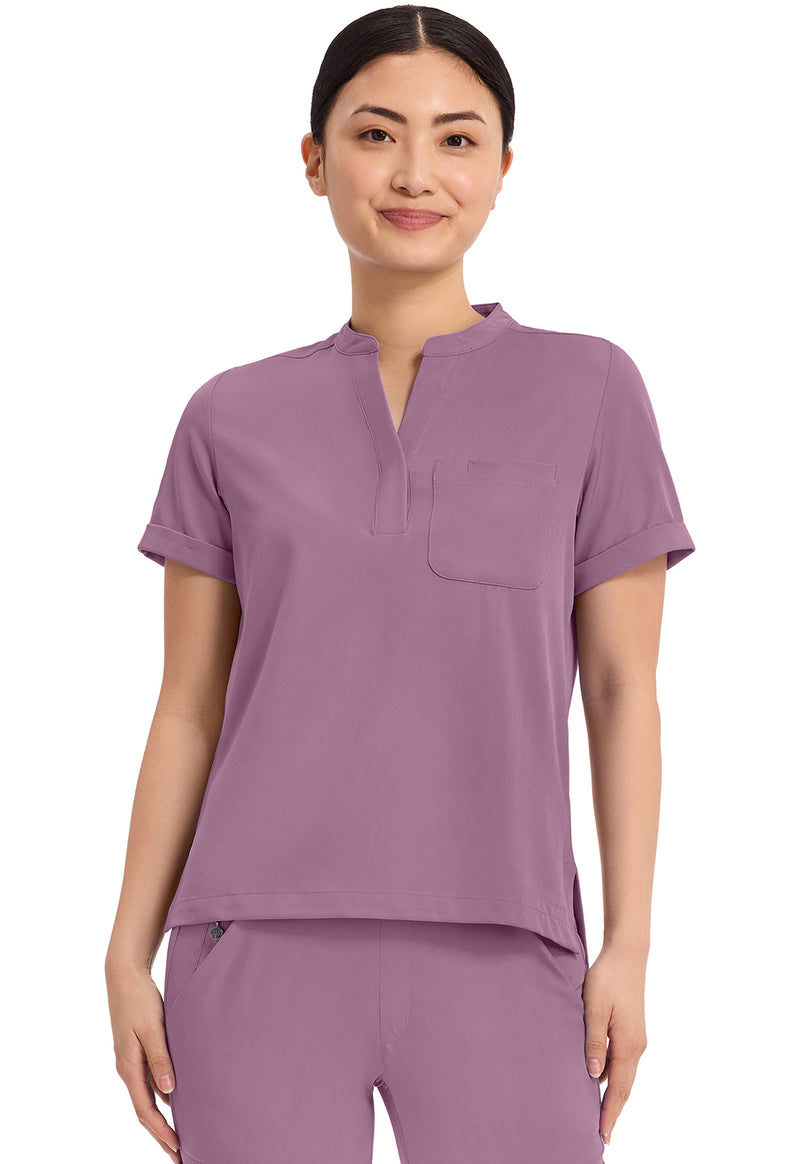 Meta Mauve - Healing Hands Works Women Scrub Top - Front View
