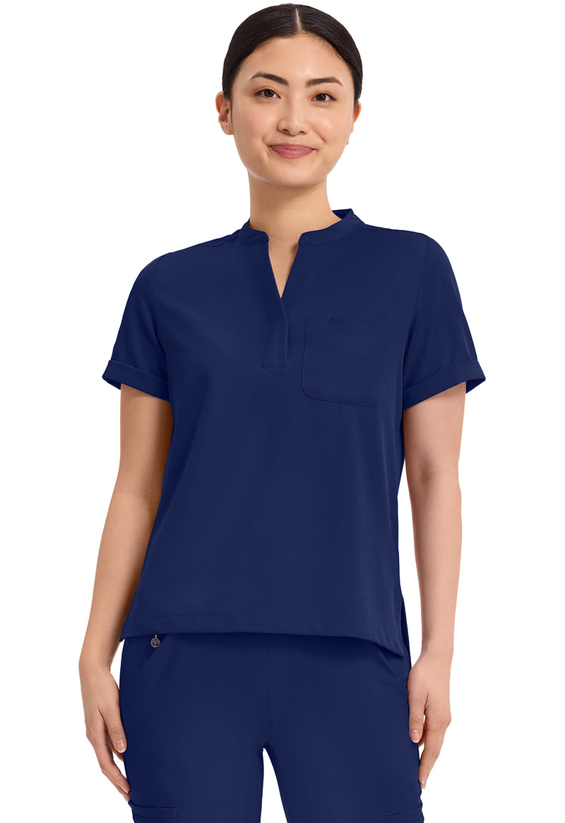 Navy - Healing Hands Works Women Scrub Top - Front View