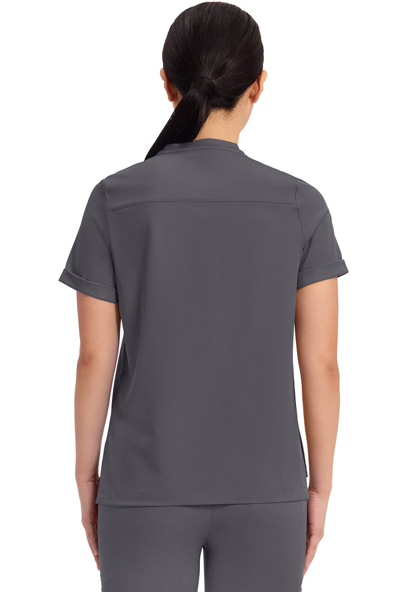 Pewter - Healing Hands Works Women Scrub Top - Back View