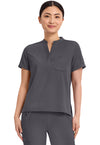 Pewter - Healing Hands Works Women Scrub Top - Front View