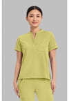 Retro Lime - Healing Hands Works Women Scrub Top - Front View