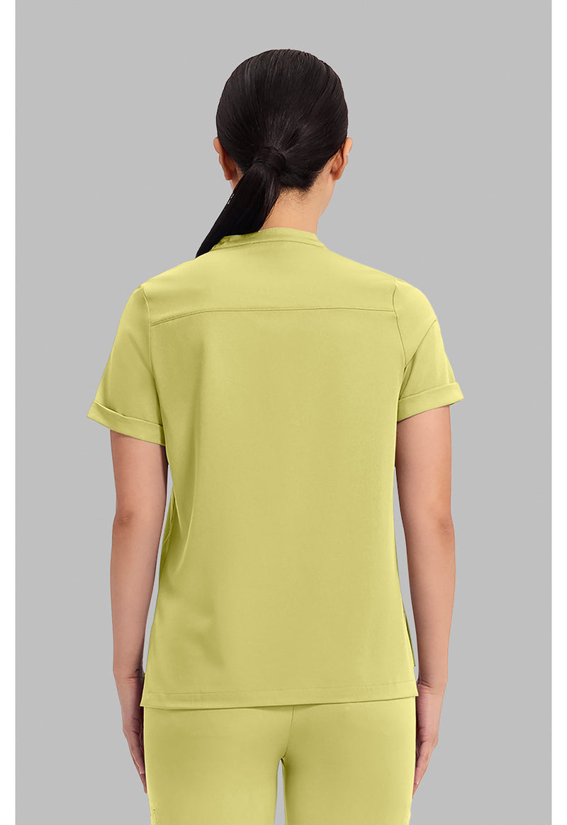 Retro Lime - Healing Hands Works Women Scrub Top - Back View