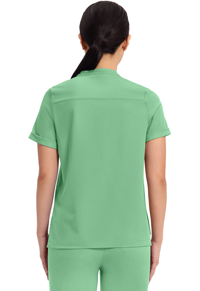 Surreal Green - Healing Hands Works Women Scrub Top - Back View