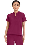 Wine - Healing Hands Works Women Scrub Top - Front View