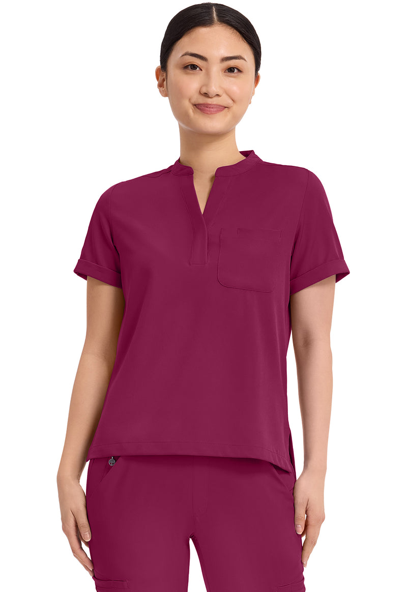 Wine - Healing Hands Works Women Scrub Top - Front View