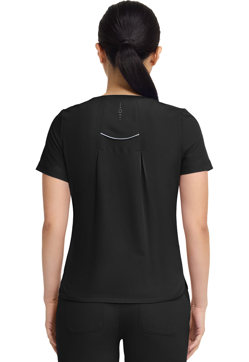 BLACK - Healing Hands 360 Women Scrub Top - Back View