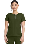 Dark Pine - Healing Hands 360 Women Scrub Top - Front View