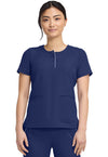 Navy - Healing Hands 360 Women Scrub Top - Front View