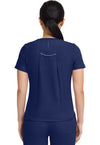 Navy - Healing Hands 360 Women Scrub Top - Back View