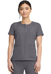 Pewter - Healing Hands 360 Women Scrub Top - Front View