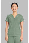 Acadia Green - Healing Hands Quest Women Scrub Top - Front View
