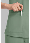 Acadia Green - Women's 3-Pocket Y-Neck Scrub Top (View 3)