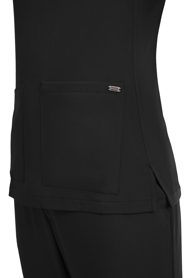 Black - Women's 3-Pocket Y-Neck Scrub Top (View 3)