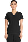 Black - Healing Hands Quest Women Scrub Top - Front View