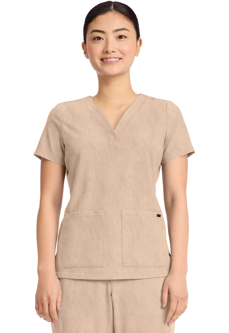 Desert Taupe - Healing Hands Quest Women Scrub Top - Front View