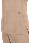Desert Taupe - Women's 3-Pocket Y-Neck Scrub Top (View 3)