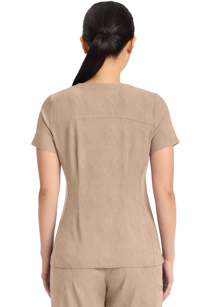 Desert Taupe - Healing Hands Quest Women Scrub Top - Back View