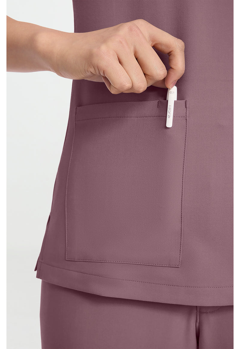 Elderberry - Women's 3-Pocket Y-Neck Scrub Top (View 2)