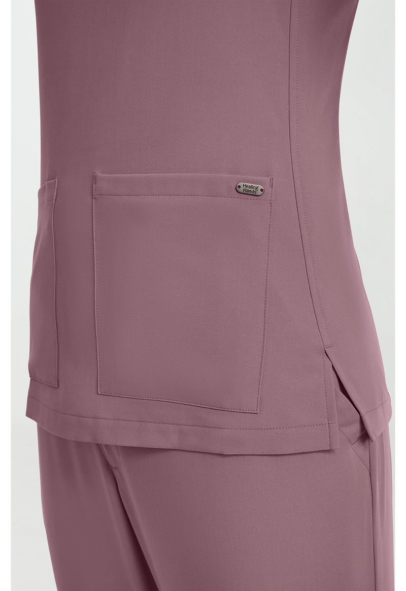 Elderberry - Women's 3-Pocket Y-Neck Scrub Top (View 3)