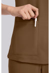 French Brown - Women's 3-Pocket Y-Neck Scrub Top (View 2)