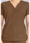 French Brown - Women's 3-Pocket Y-Neck Scrub Top (View 4)