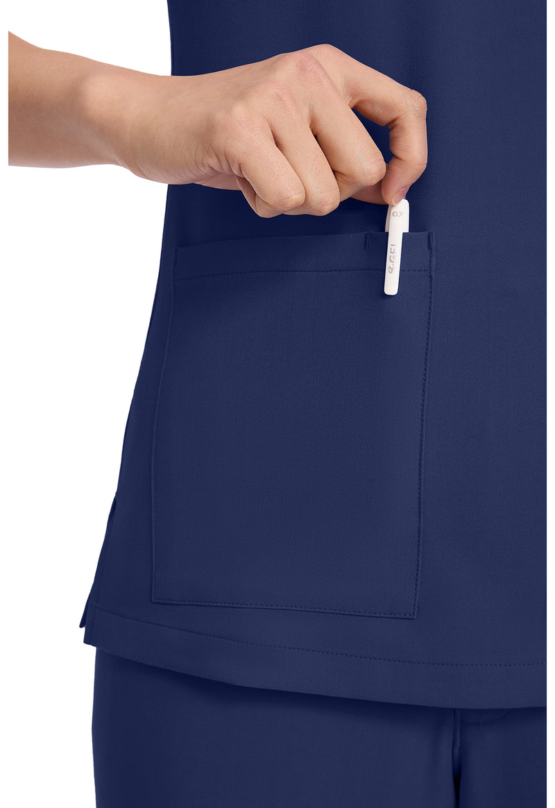 Navy - Women's 3-Pocket Y-Neck Scrub Top (View 2)