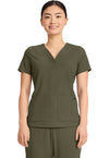 Olive - Healing Hands Quest Women Scrub Top - Front View