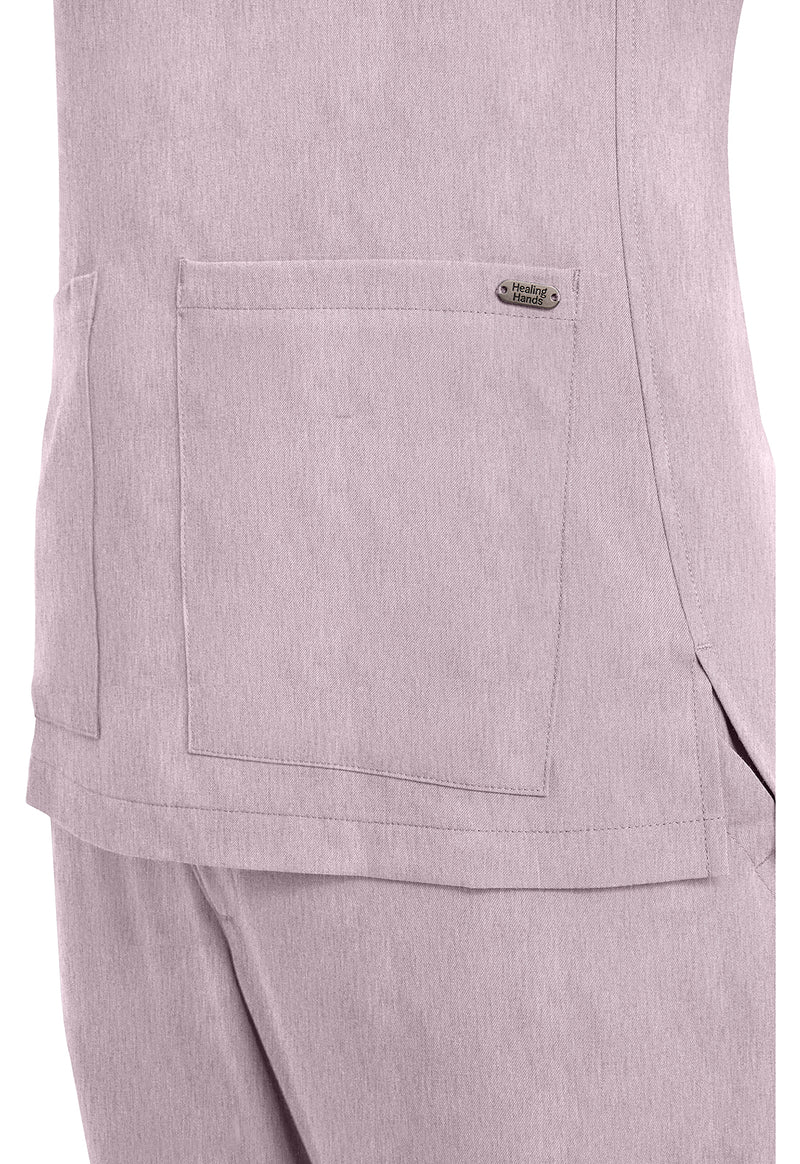 Pink Pearl - Women's 3-Pocket Y-Neck Scrub Top (View 3)