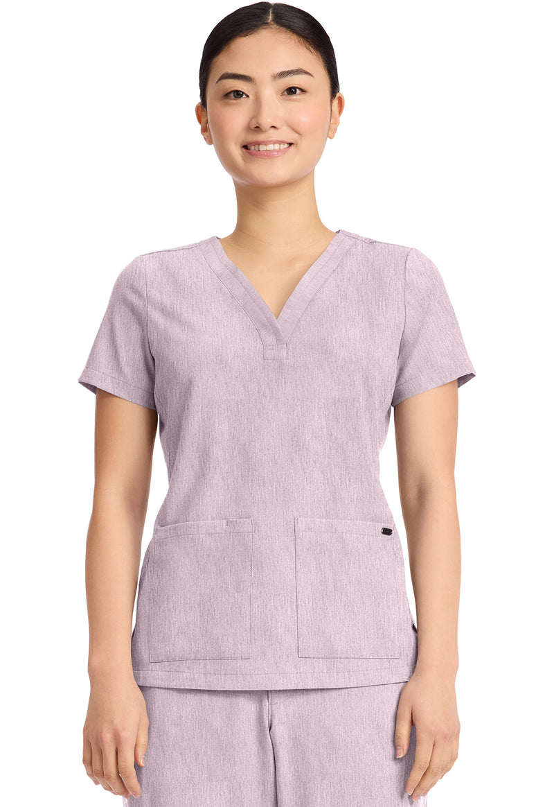 Pink Pearl - Healing Hands Quest Women Scrub Top - Front View