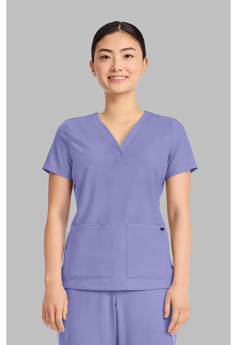 Persian Violet - Healing Hands Quest Women Scrub Top - Front View