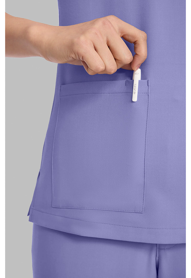 Persian Violet - Women's 3-Pocket Y-Neck Scrub Top (View 3)