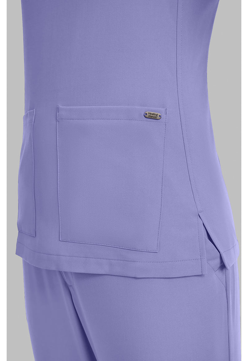 Persian Violet - Women's 3-Pocket Y-Neck Scrub Top (View 4)
