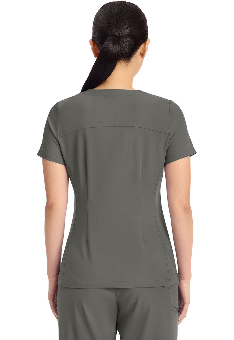 Pewter - Healing Hands Quest Women Scrub Top - Back View