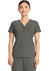 Pewter - Healing Hands Quest Women Scrub Top - Front View