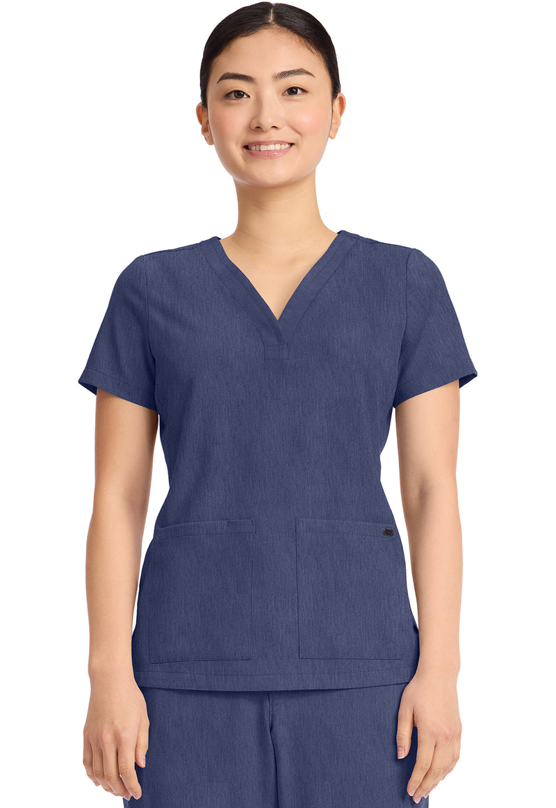 Twilight Blue - Healing Hands Quest Women Scrub Top - Front View