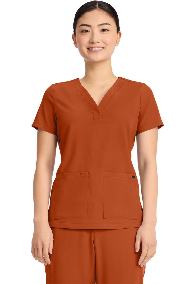 Warm Sunrise - Healing Hands Quest Women Scrub Top - Front View