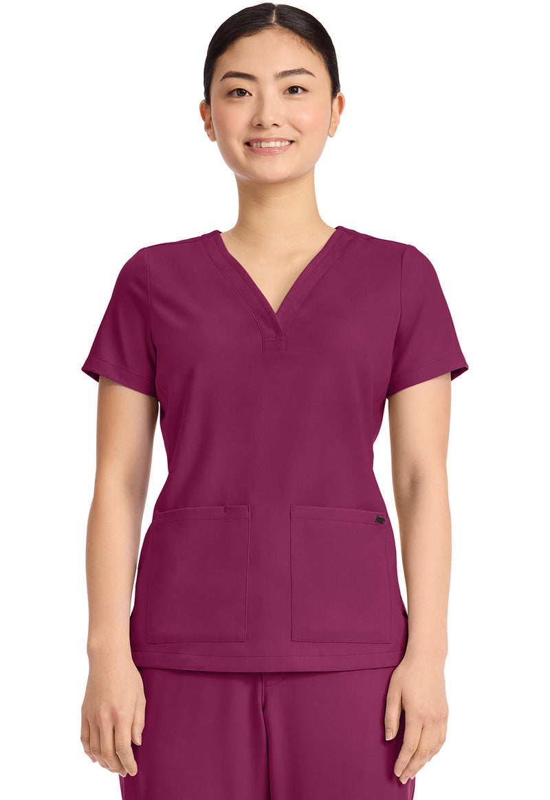Wine - Healing Hands Quest Women Scrub Top - Front View