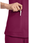 Wine - Women's 3-Pocket Y-Neck Scrub Top (View 2)