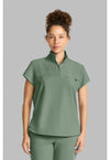 Acadia Green - Healing Hands Quest Women Scrub Top - Front View