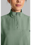 Acadia Green - Women's Partial Zip Stand Collar Scrub Top (View 2)