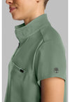 Acadia Green - Women's Partial Zip Stand Collar Scrub Top (View 4)