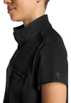 Black - Women's Partial Zip Stand Collar Scrub Top (View 4)