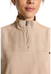 Desert Taupe - Women's Partial Zip Stand Collar Scrub Top (View 2)