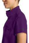 Eggplant - Women's Partial Zip Stand Collar Scrub Top (View 3)