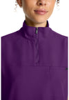 Eggplant - Women's Partial Zip Stand Collar Scrub Top (View 4)
